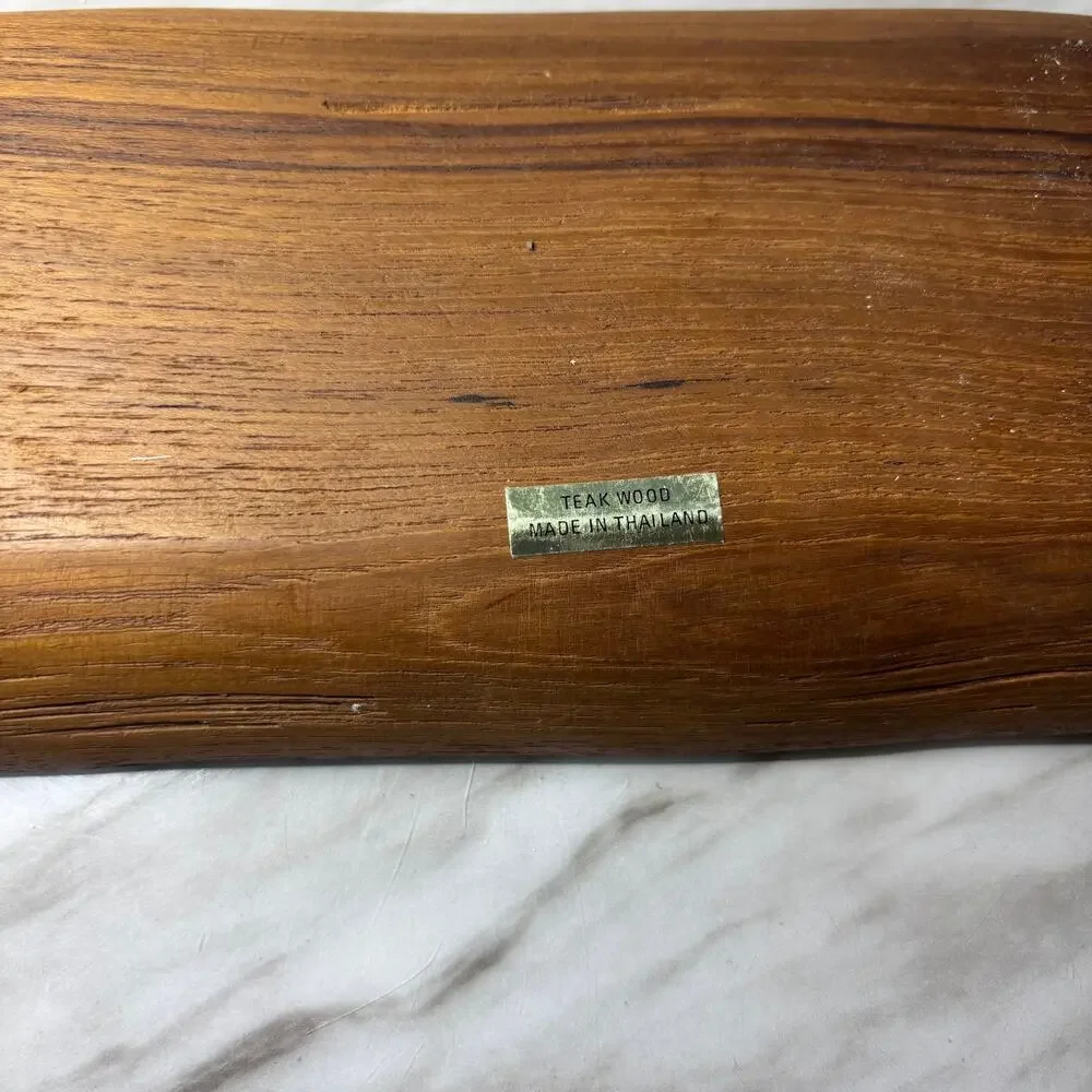Vintage Thailand Teak Wood Double Compartment Tray